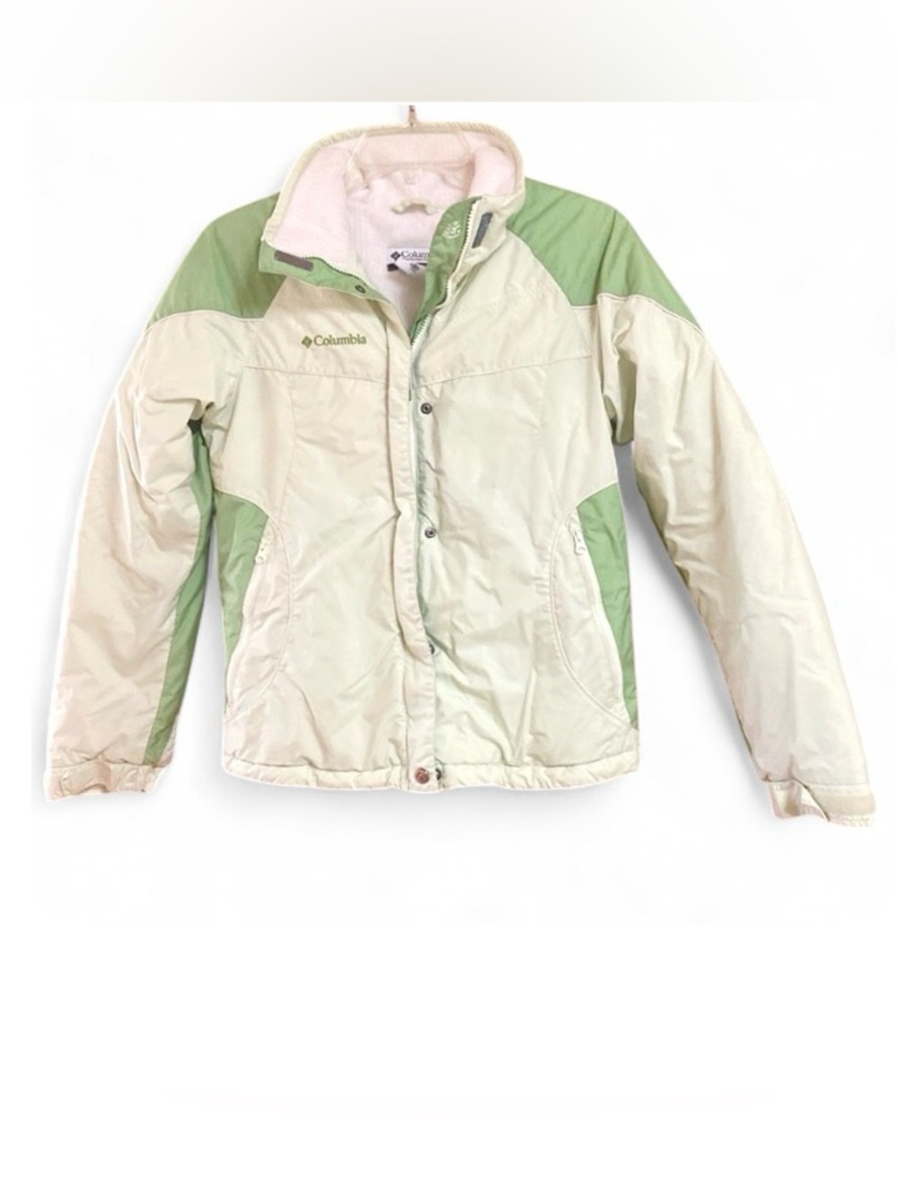 Columbia Girls 14/16 Two-Tone Green Winter Jacket Fleece Lined Coat